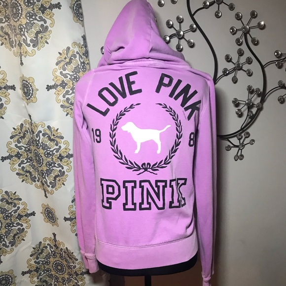 PINK Purple Faded Look Zip Up Love pink Hoodie - Picture 3 of 7